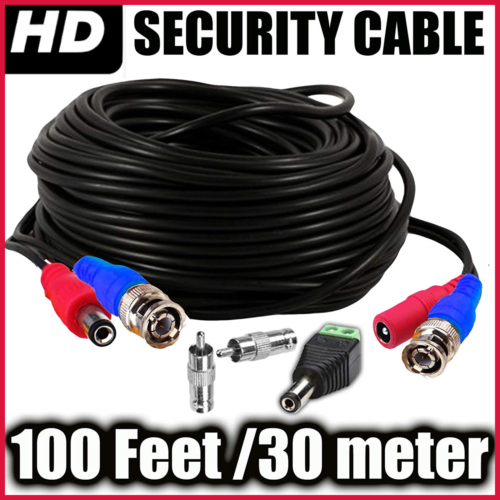 Pre Made All In One BNC Video & Power Cable Wire Cord W Connecto 100 Ft 1 Pack