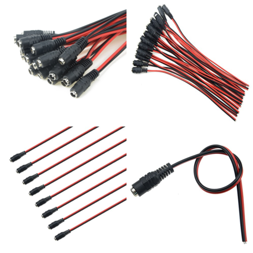 WMYCONGCONG 20Pcs Female RED BLACK DC Power Pigtail Cable CCTV DVR Camera Lead P