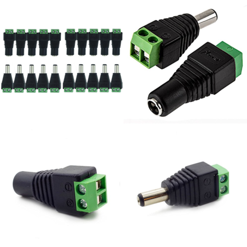 10 Male + Female DC Connector Plug 12V 5.5 X 2.1Mm Barrel Power Jack Adapter For