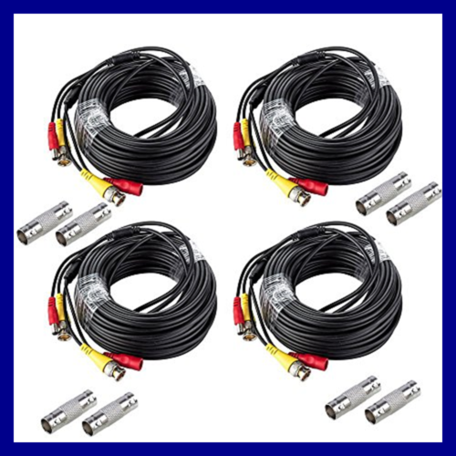 BNC Cable 59Ft 2 In 1 Video Power W Connectors RCA Adapters Wires 59Ft