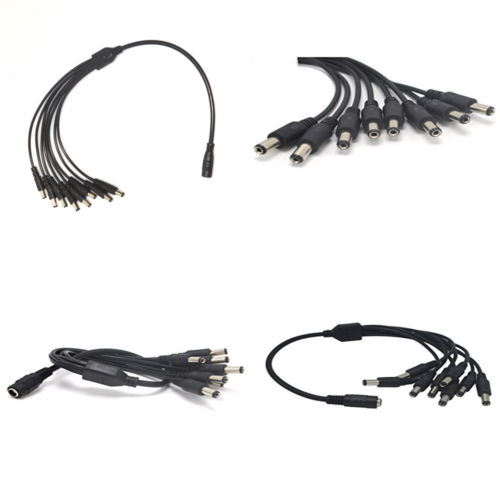 1 To 8 Power Adapter Splitter Cable 12V 24V DC For CCTV Parking Camera Car Monit