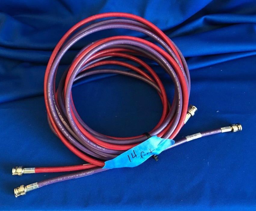TWO BNC Video Cables  BNC Connectors  Clark Wire and Cable  14 Feet Long!