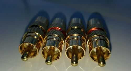 NEW (Lot of 4) RCA Male TO RCA Male Plug Jack Adapter Connector Gold Tone qty:4