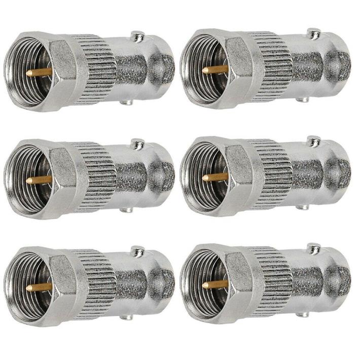 6x BNC Female Jack to F Type Male Plug Coax Coaxial Cable Adapter Connector TV