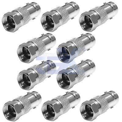 10X Male Ftype Coaxial to Female BNC CCTV Camera Adapter Connector Converter LOT