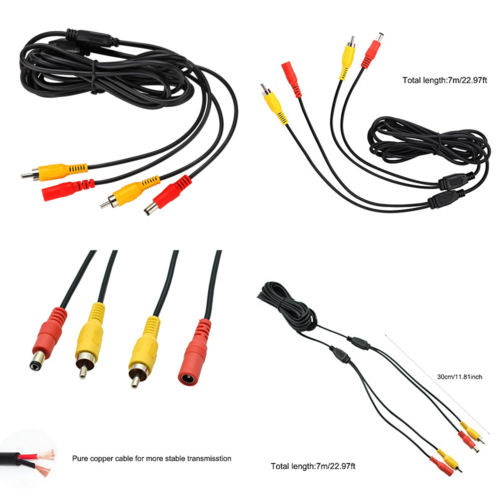 RCA DC Power Audio Video AV Extension Cable For CCTV Security Car Tuck Bus Trail