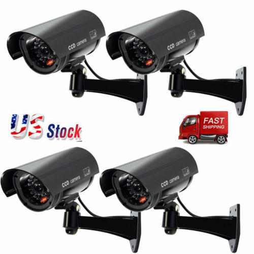 4Pack IR Bullet Fake Dummy Surveillance Security Camera CCTV Record Light LEDs