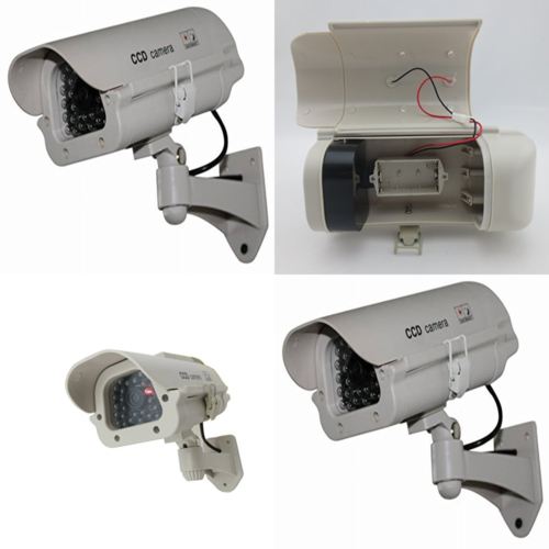 Dummy Solar Security Camera Fake Flashing Light Infrared LED CCTV Surveillance