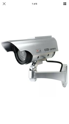 LoT of 3 Fake Dummy Surveillance Security Camera with Light LED Sensor Silver