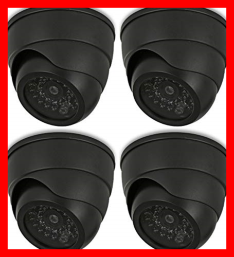 4 Pack Fake Security Camera CCTV Dome W Realistic Look Recording RED LED Light I