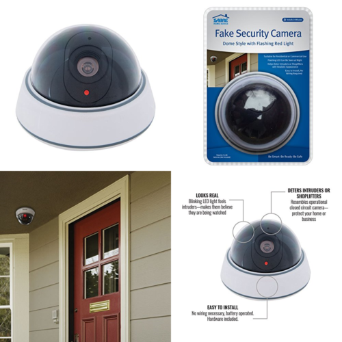 Home Security Burglar Deterrent—Fake Camera Fake Keypad & DOME 1 Pack