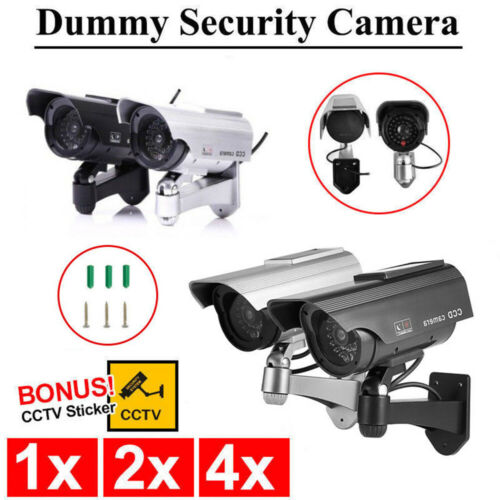 4 Pack 2 Pack Solar Bullet Fake Dummy Camera Security Flash Light Black Sliver