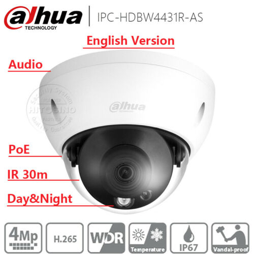 Dahua 4MP POE IP67 SD Card Slot IPC-HDBW4431R-AS 3.6mm Dome Security IP Camera