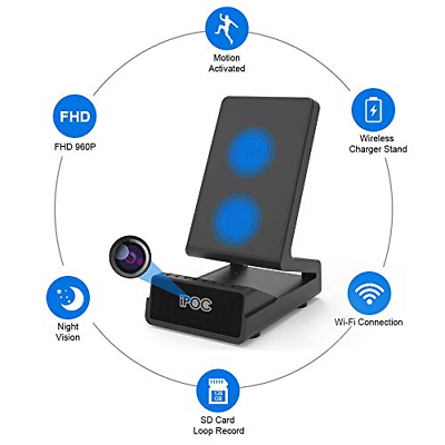 Wireless Charger Covert Camera,Wireless Security Nanny Camera with Motion Camera