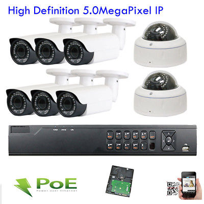 8Ch Network 12MP NVR 2592x1920P 5MP ONVIF PoE IP IP66 Security Camera System 6V