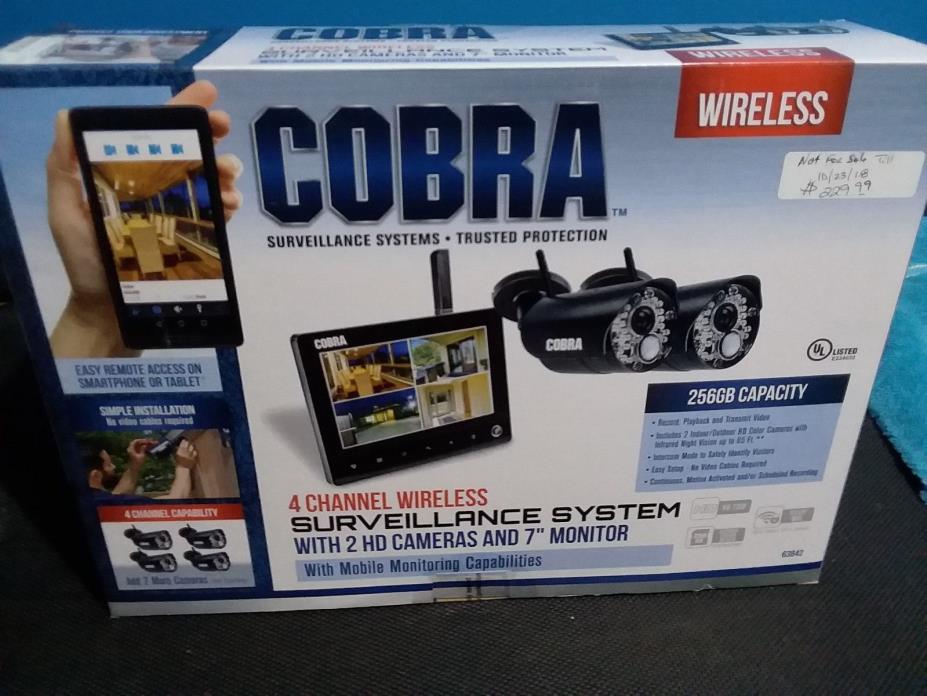 Cobra 63842 4-Channel Wireless Surveillance System w. 2 HD Cameras & 7