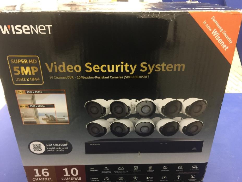Wisenet 16-Channel 10-Camera 5MP Security System with 2TB HDD DVR SDH-C85105BF