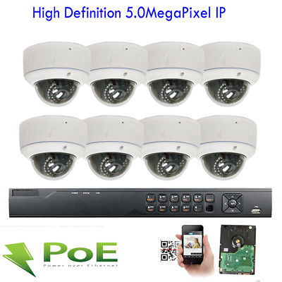 8CH 12MP NVR 2592P 5MP ONVIF 2.8-12mm Vari-Focal PoE IP v551 Security Camera