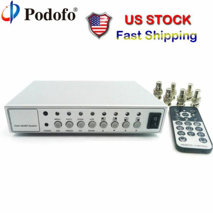 Podofo HD Color Video Quad Splitter CCTV Video Camera Processor System Kit Metal