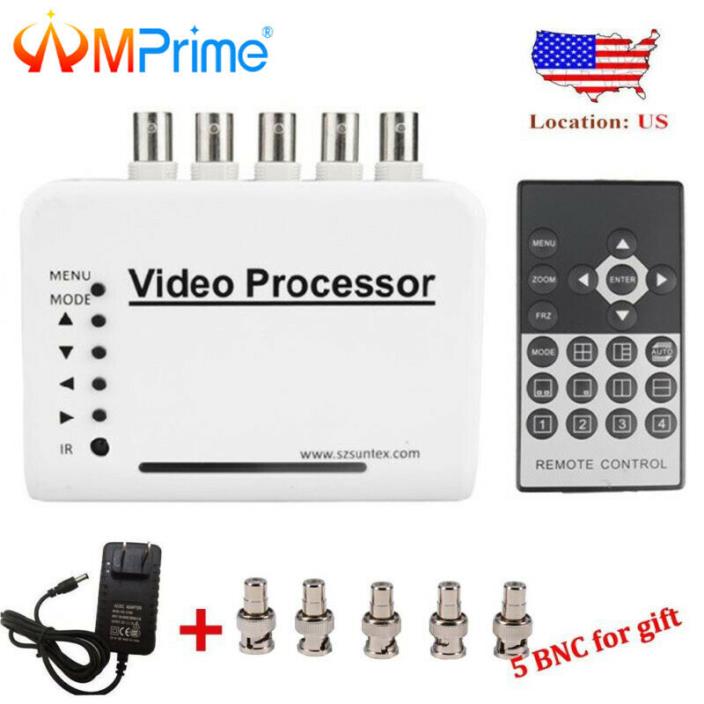 4 Channel Quad Splitter Video Camera Switcher Processor System CCTV + 5 BNC