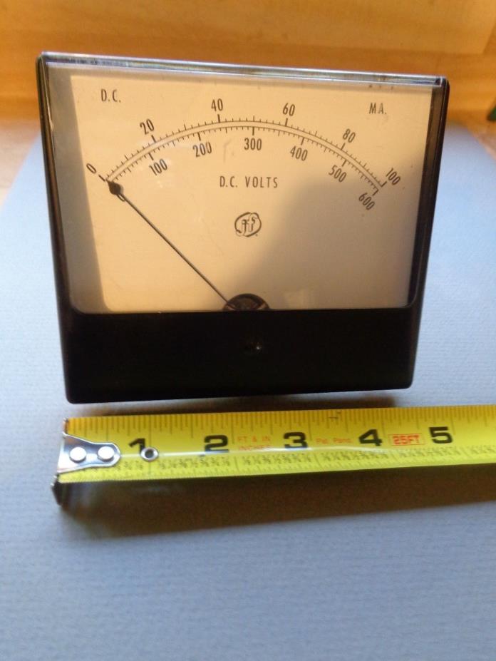 Rare   Simpson  JF DUAL Scales DC Volt Panel Meter 0-100+0-600 DC Volts + MA