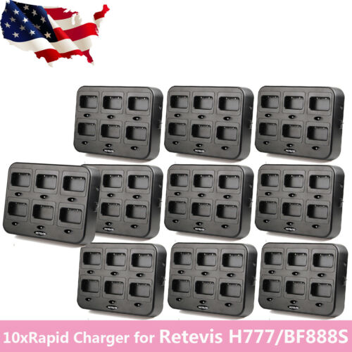10pcs Retevis RTC777 Six-Way Charger for Retevis H777/Baofeng 888S Radio US Ship