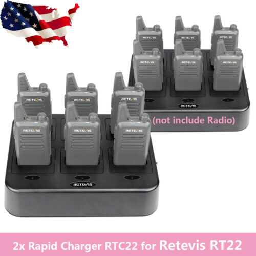 2x Six-Way Rapid Charger RTC22 for WalkieTalkies Retevis RT22 Two-Way Radio US