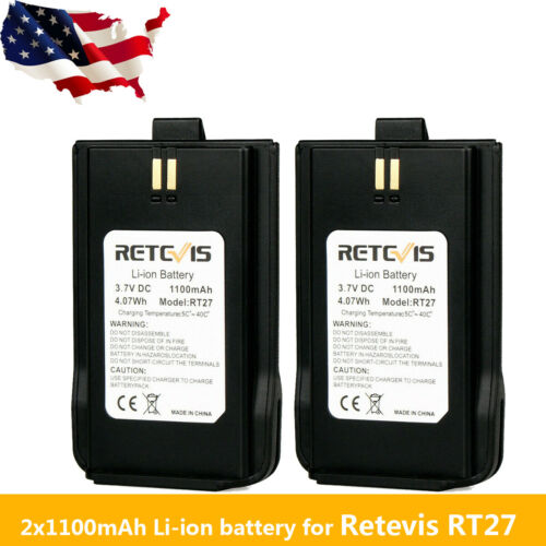 2X Original 1100mAh  Li-ion Battery Pack Black for Retevis RT27 Walkie Talkie US