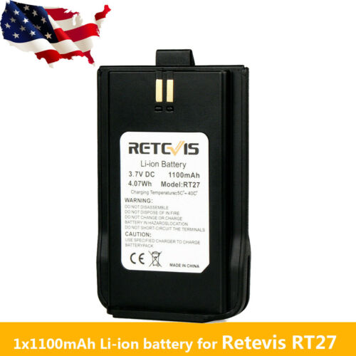 Original 1100mAh  Li-ion Battery Pack Black for Retevis RT27 Walkie Talkie US