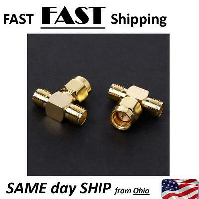 3 Way Splitter SMA Male to Two SMA Female Triple T RF Adapter Connector x1