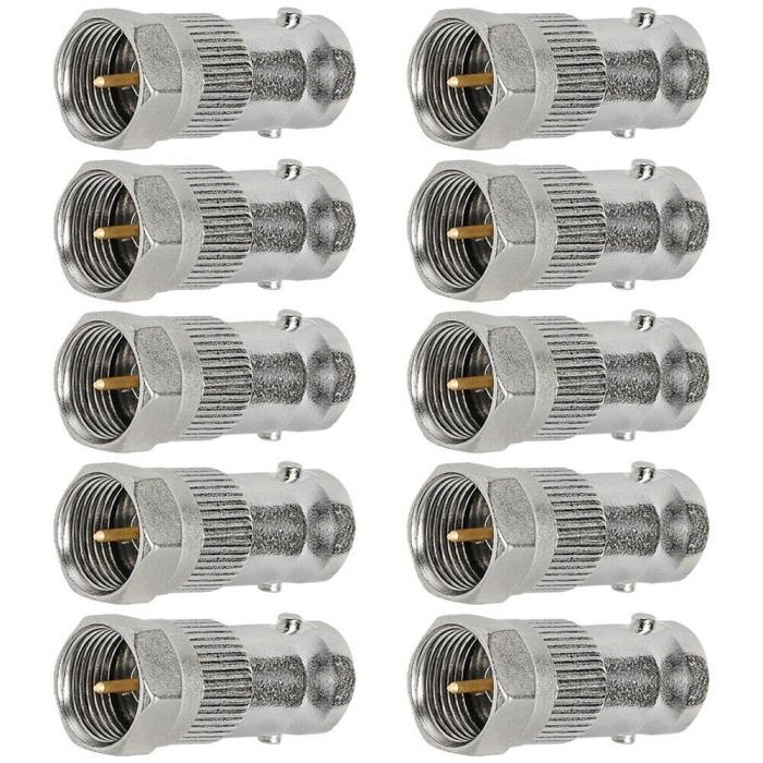 10x BNC Female Jack to F Type Male Plug Coax Coaxial Cable Adapter Connector TV