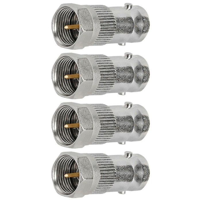 4x BNC Female Jack to F Type Male Plug Coax Coaxial Cable Adapter Connector TV