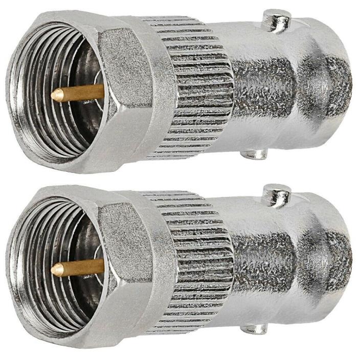 2x BNC Female Jack to F Type Male Plug Coax Coaxial Cable Adapter Connector TV