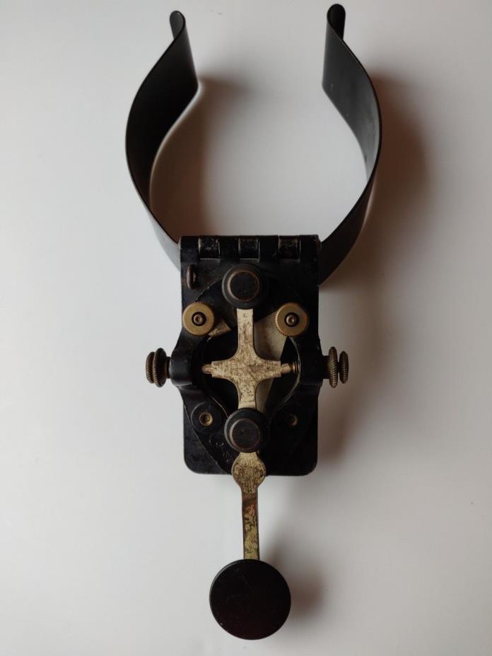 Morse Code CW Ham Radio Military J-37 Telegraph Key & J-45 Bracket Leg Clamp