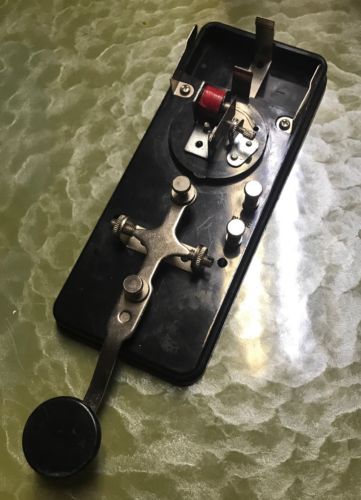 Vintage Battery-Powered Toy/Practice Morse Code Key with Base - Made in Japan