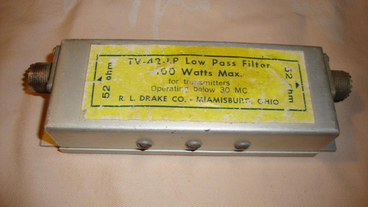 Drake TV-42-LP Low Pass Filter 100W Max Below 30MHz 52O Free Shipping
