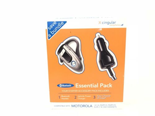 Motorola H500  Bluetooth Headset (Nickel) W/car Charger & Case Essential Bundle
