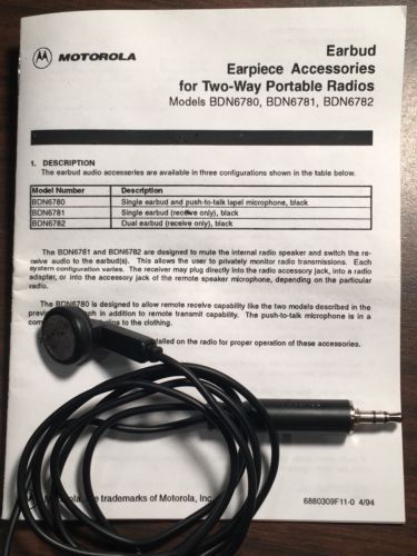 Motorola BDN6781A Lightweight Earbud for Listening Only for the Visar Portable
