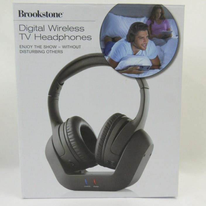 Brookstone Digital Wireless TV Headphones Rechargable + AUX Cable