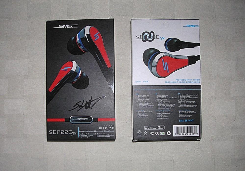 NEW - Two Pair of Wired Earbuds - SMS street headphones earbuds by 50 Cent