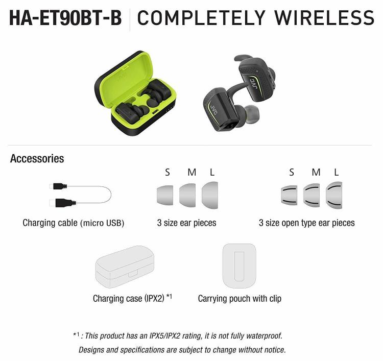 JVC HA-ET90BT Black Wireless Bluetooth Headsets IN-EAR SHIPPED FAST FOR FREE