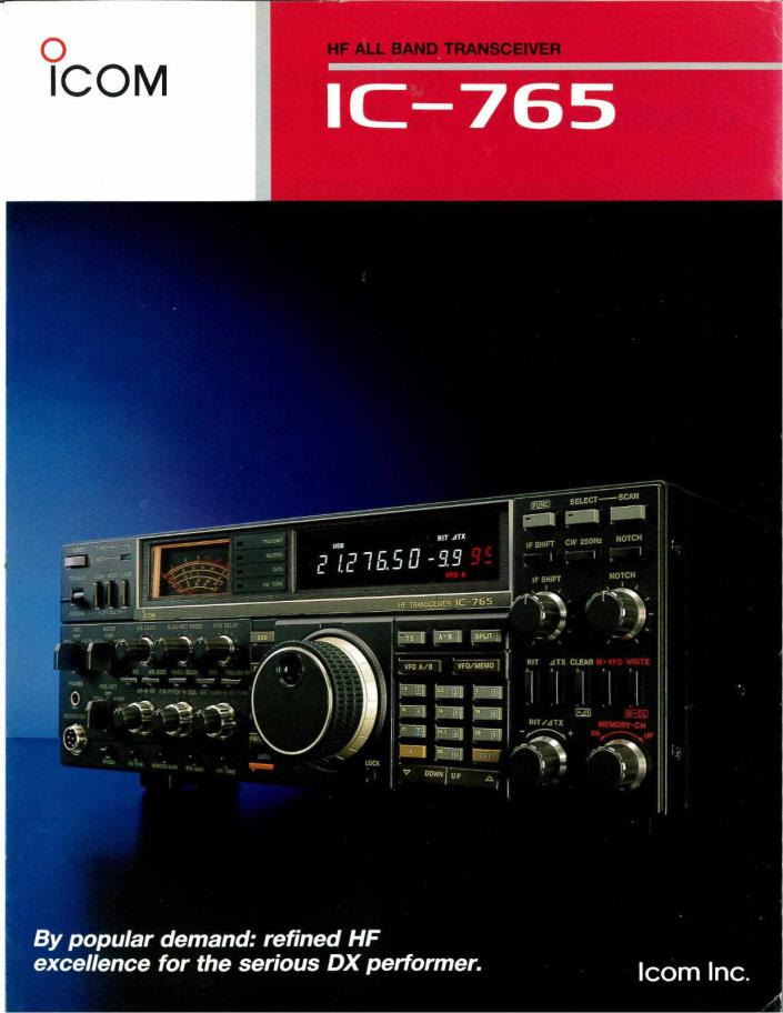 BROCHURE ICOM IC-765 HF All BAND TRANSCEIVER  6 PAGES D9205C