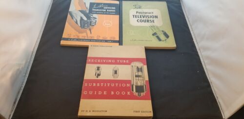 Lot Of 3 1940-50s Service Books For Transistor Radios, Receiving Tubes & TVs