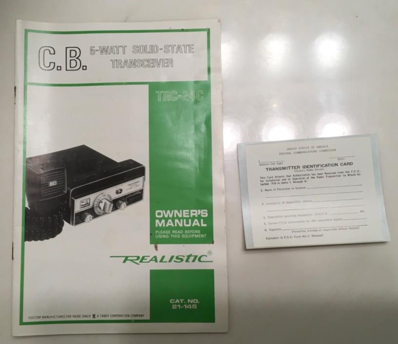 Vintage Realistic CB Radio TRC-24C Transceiver Owner's Manual