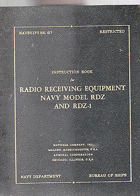 NAVY RADIO RECEIVING EQUIPMENT MODEL RDZ & RDZ-1-NOTEBOOK COVER AND DIAGRAM ONLY