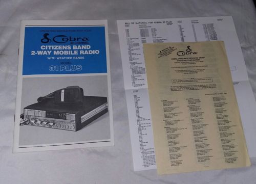 Cobra 31 Plus CB Citizens Band 2-Way Radio Manual 40 channel circuit diagram