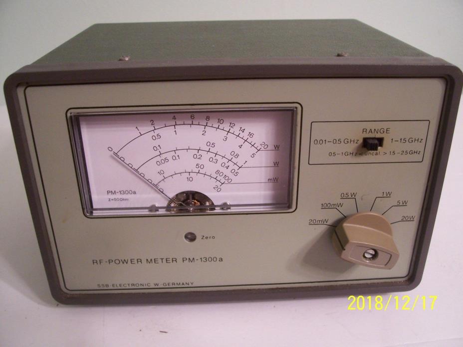 SSB Electronic PM-1300A RF-Power Meter 0.01-2.5GHz 20mW-20W Germany