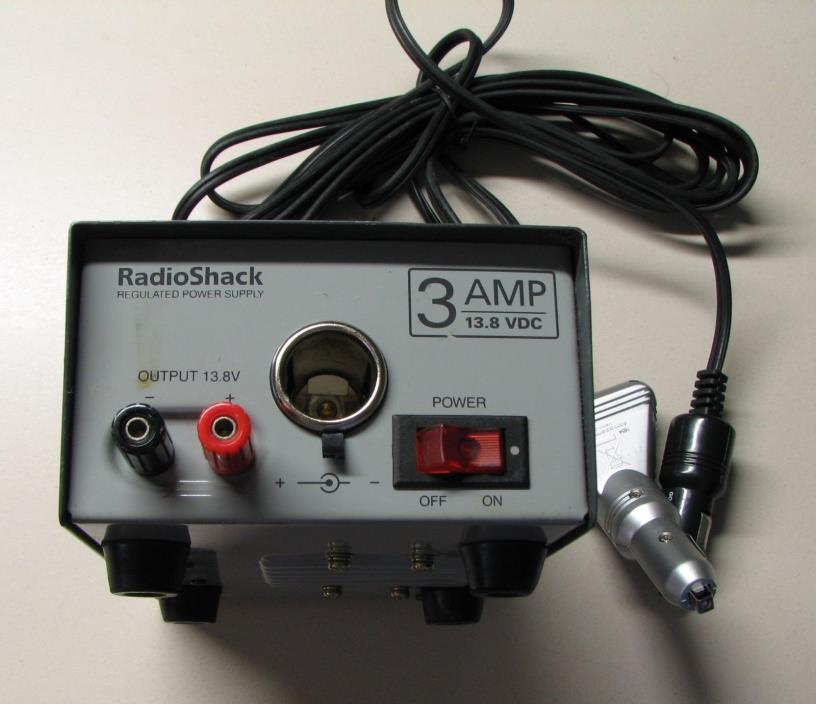 Radio Shack 22-504 Regulated Power Supply, 13.8V, 3A with car adapter cable