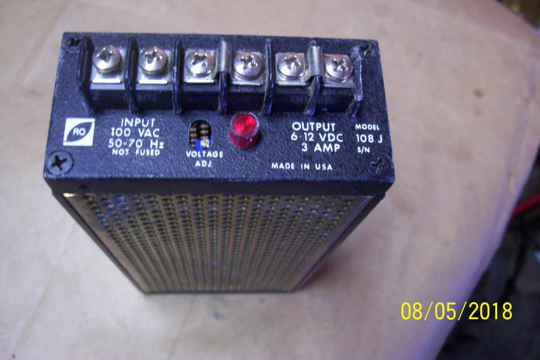 6-12volt Supply 3 amp RO ASSOCIATES 108J Adjustable 6-12v POWER SUPPLY 108J
