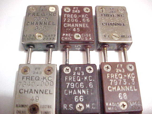 LOT OF 6 FT-243 STYLE 7 MHZ RADIO CRYSTALS (GOOD TEST ON ALL)